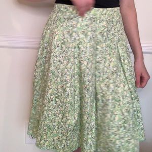New York & Company Green and Yellow Floral Skirt